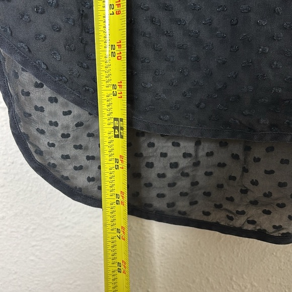 Rebecca Taylor Geo Dot Clip Chiffon Blouse Sheer Black 100% silk Top Size 12 - Picture 7 of 7